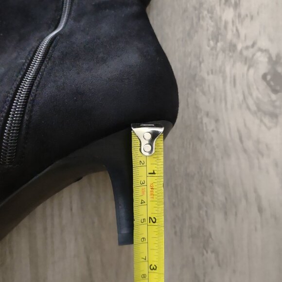 Amelia Grace - soft black faux suede stretch knee high tall boots low heels - 9 - Picture 10 of 11